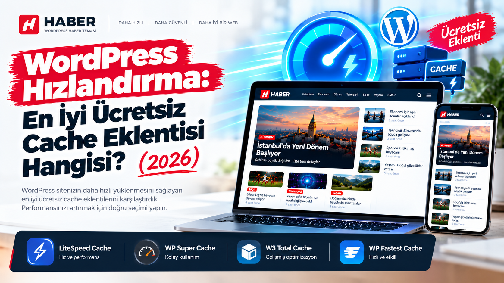 WordPress Hızlandırma: En İyi Ücretsiz Cache Eklentisi Hangisi? (2026)