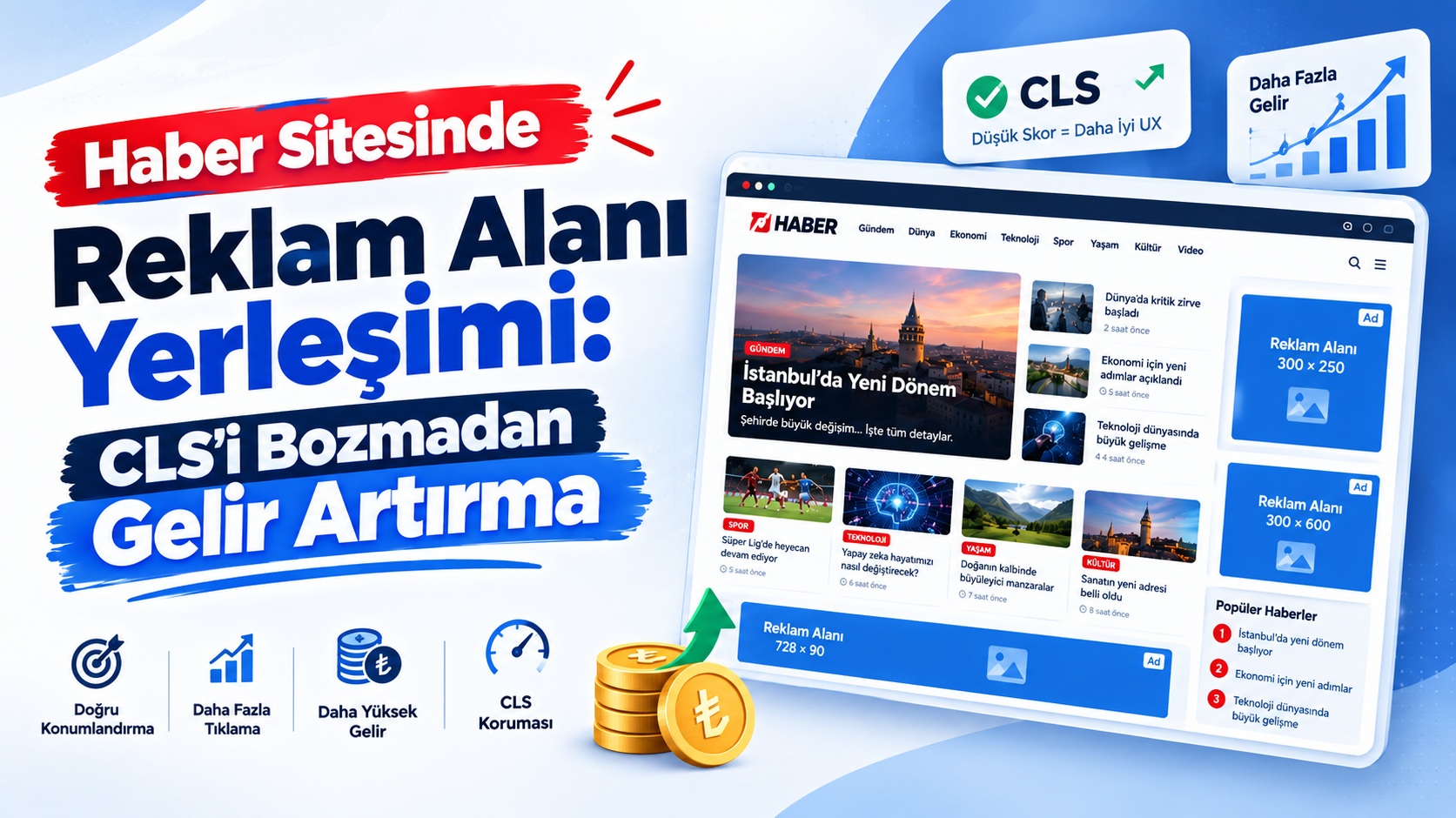 Haber Sitesinde Reklam Alanı Yerleşimi: CLS'i Bozmadan Gelir Artırma