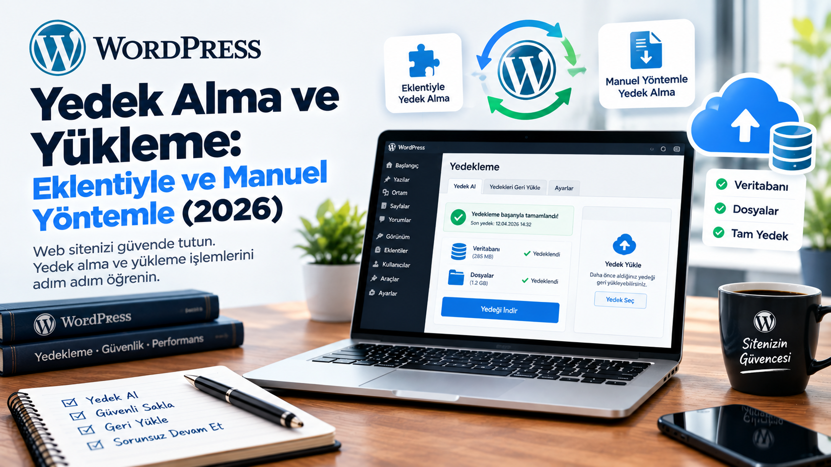 WordPress Yedek Alma ve Yükleme: Eklentiyle ve Manuel Yöntemle (2026)
