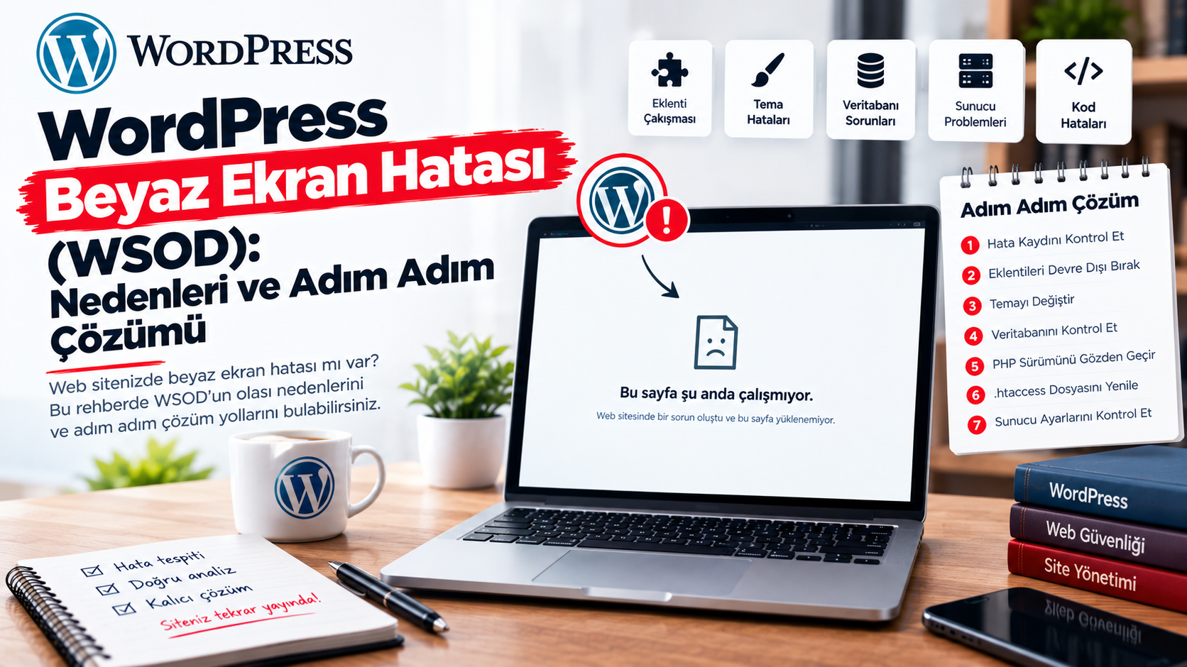 WordPress Beyaz Ekran Hatası (WSOD): Nedenleri ve Adım Adım Çözümü
