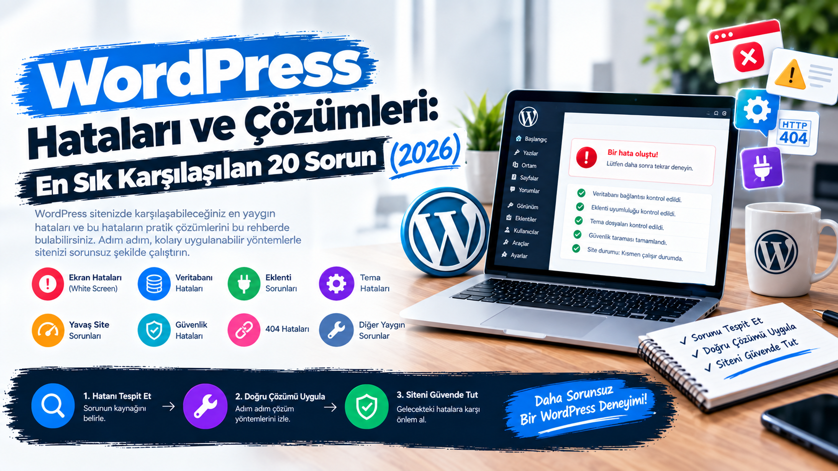 WordPress Hataları ve Çözümleri: En Sık Karşılaşılan 20 Sorun (2026)
