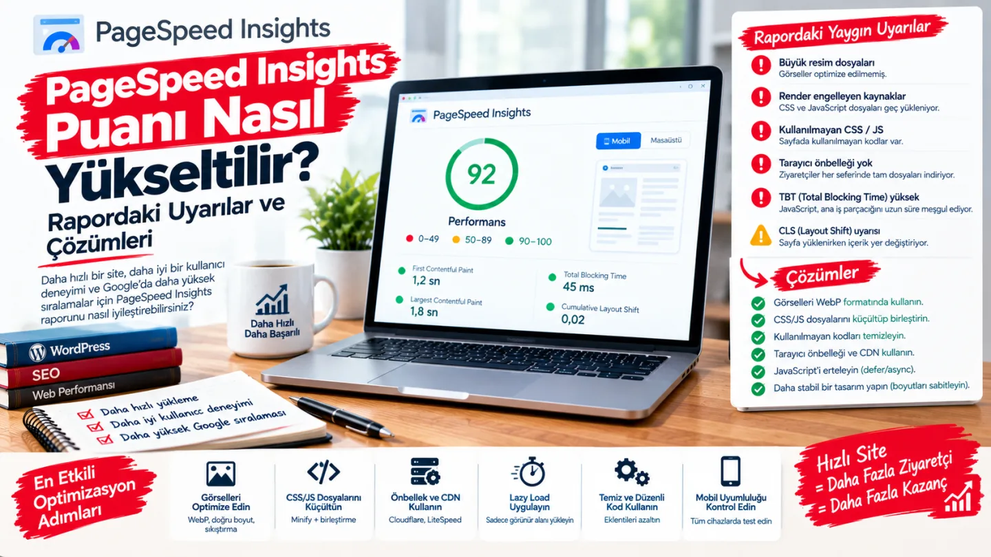 PageSpeed Insights Puanı Nasıl Yükseltilir? Rapordaki Uyarılar ve Çözümleri