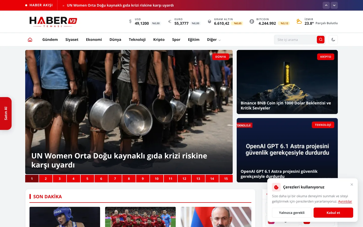 WordPress haber teması Haber Teması V3 anasayfa görünümü